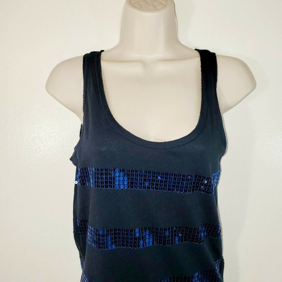 J Crew Womans Xsmall Tank Top Navy Sequin Stripe - Picture 2 of 8